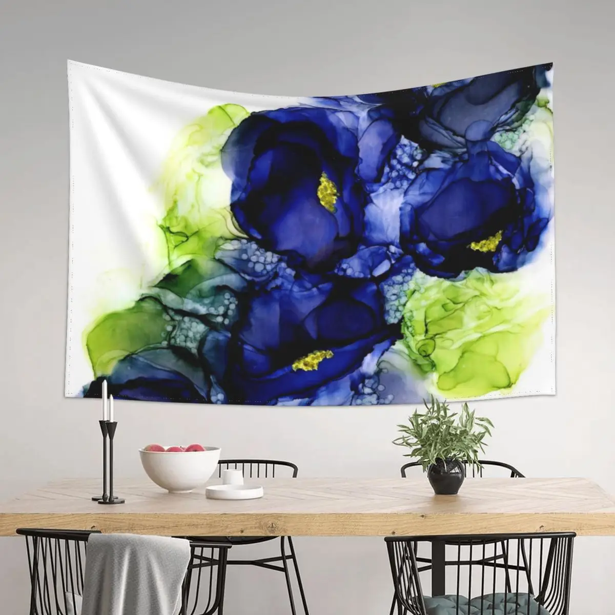 

Navy Floral Tapestry Wall Decoration Items Room Decoration Korean Style Funny For Bedroom Tapestry