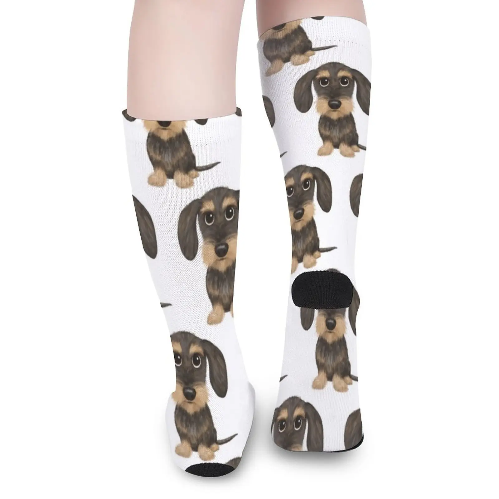 Calcetines con pelo de perro salchicha para hombre y mujer, medias con alambre, jabalí salvaje, bronceado, Teckel