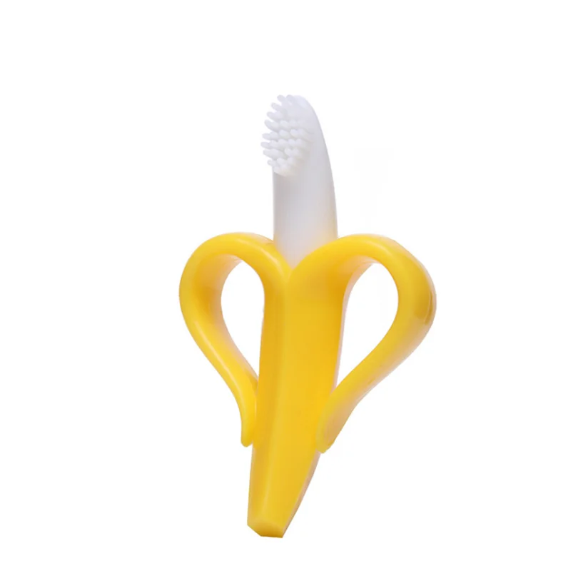 Baby Silicone Training Toothbrush BPA Free Banana Shape Safe Toddle Teether Chew Toys Teething Ring Gift Infant Baby Chewing