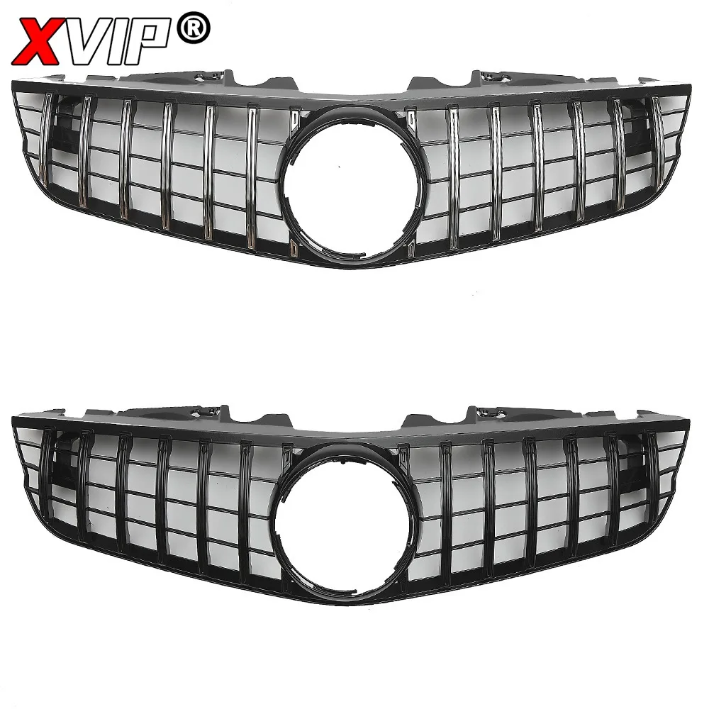 XVIP Glossy Black GTR Style Front Bumper Grille For Mercedes Benz SL R230 SL500 SL550 SL600 SL63 AMG 2009-2012 Racing Grill Mesh