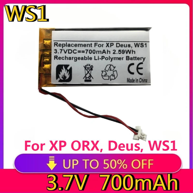 

3.7V 700mAh New Battery for XP ORX, Deus, WS1, WS2, WS3, WS4, WS5 Metal Detectors Li-Polymer Rechargeable Accumulator