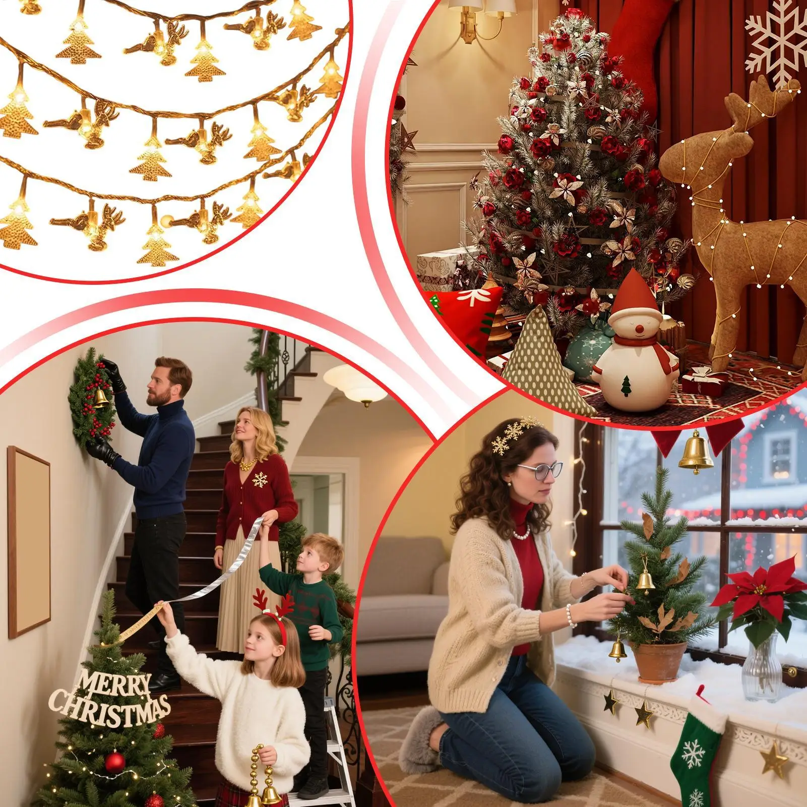 أضواء عيد الميلاد لشجرة مقاوم للماء 16Ft الجنية عيد الميلاد LED أضواء الجنية سلسلة للداخلية في الهواء الطلق حديقة ساحة فناء الشرفة