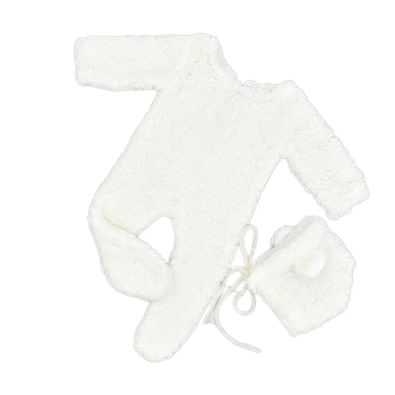 Pasgeboren Foto Props Berber Fleece Kostuum Beer Oor Hoed Baby Betaalde Romper Foto-Schieten Kleding Fotostudio Props 2 STUKS