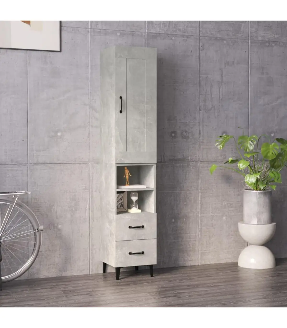 35x34x180 cm concrete gray plywood sideboard