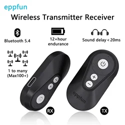 LE Audio Wireless Bluetooth 5.4 Transmitter Receiver with LC3,Auracast ,Aux in,USB-C Audio input for TV headphone speaker Guitar