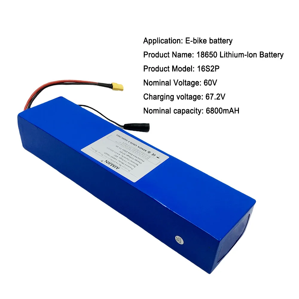 18650 60 В 6800 мАч 16s2p аккумулятор подходит для замены аккумулятора для горного велосипеда большой емкости электрического скутера