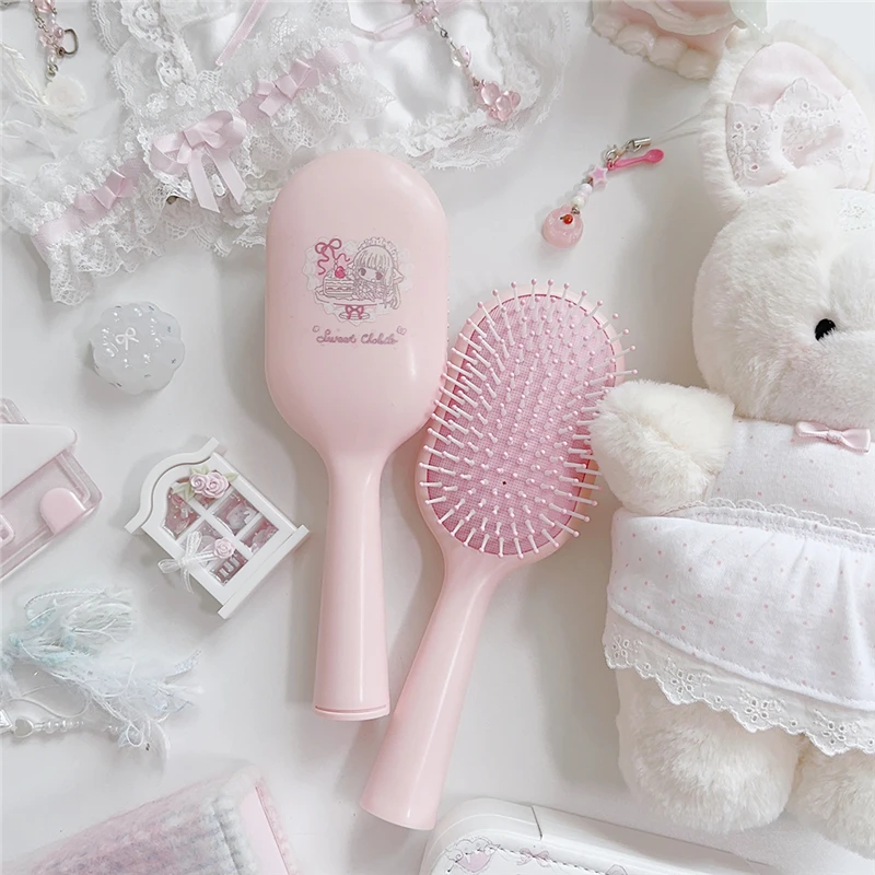 Pink Air Cushion Comb Kawaii Anime Girl Long Hair Household Scalp Meridian Massage Comb Fluffy Airbag Comb Small and Portable