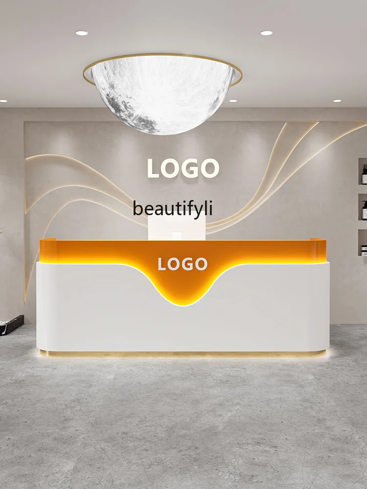 Beauty salon medical beauty light luxury high-end paint checkout page Dental clinic modern simple front desk counter cabinet