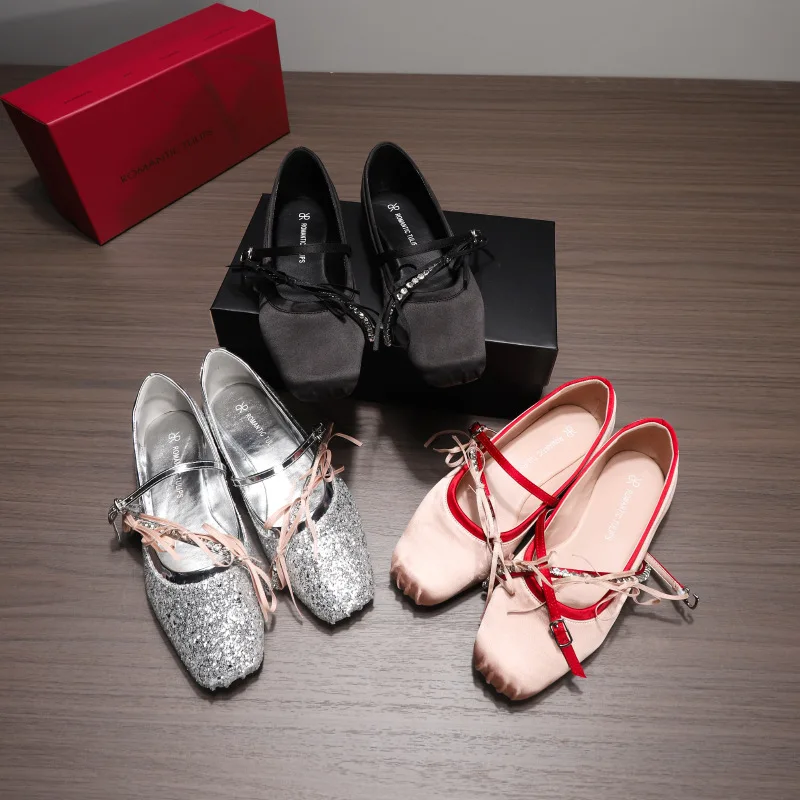 

Womens Mary Jane Shoes Exquisite Square Head Ballet Casual Shoes for Woman Fashion Lolita Flat Shoe Designer Shoes Zapatos Mujer