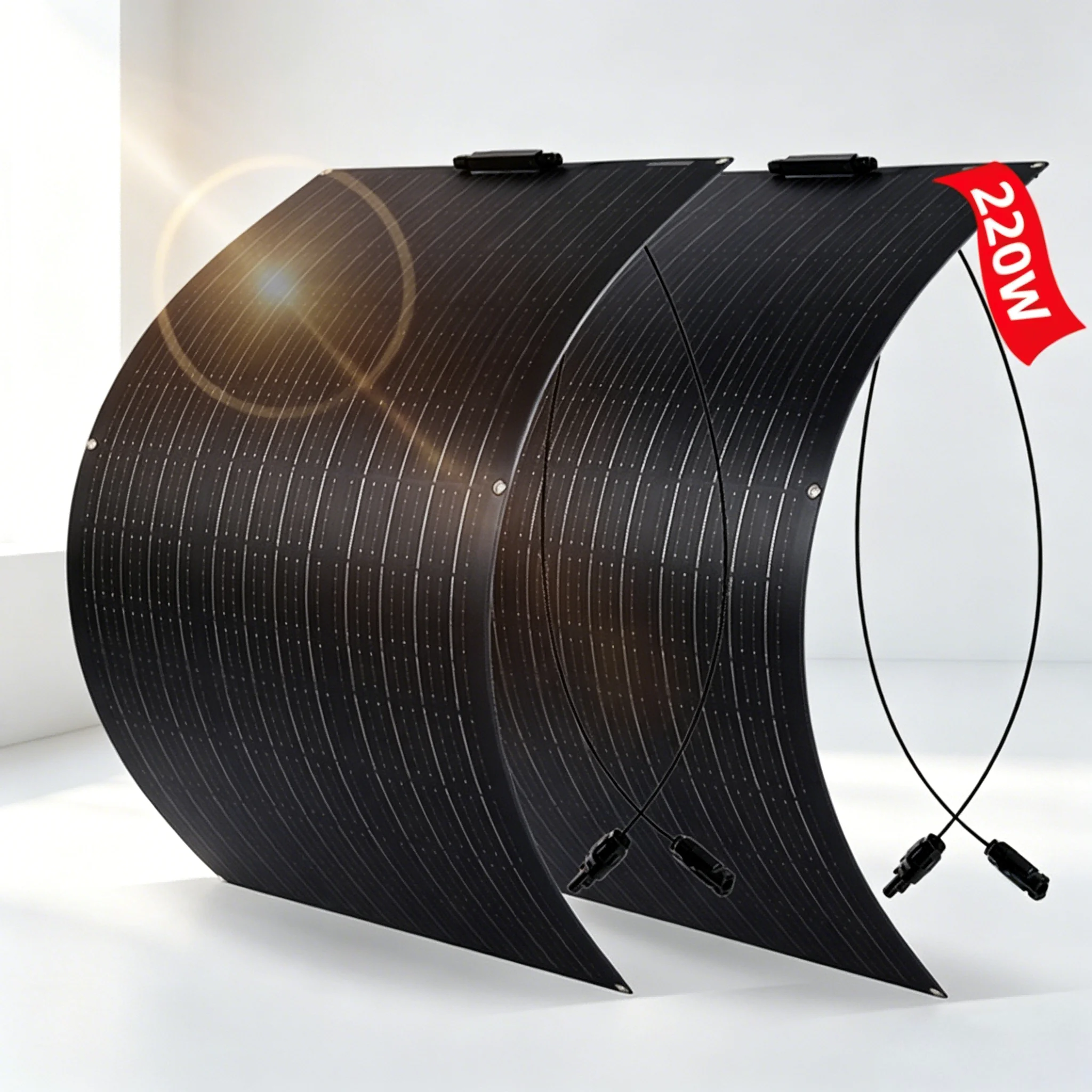110W 220W ETFE Flexibles Solarpanel, 18V Effizientes Tragbares Solarladegerät, Wasserdicht für Batterien, Powerstationen, Wohnmobile, Boote, Camping