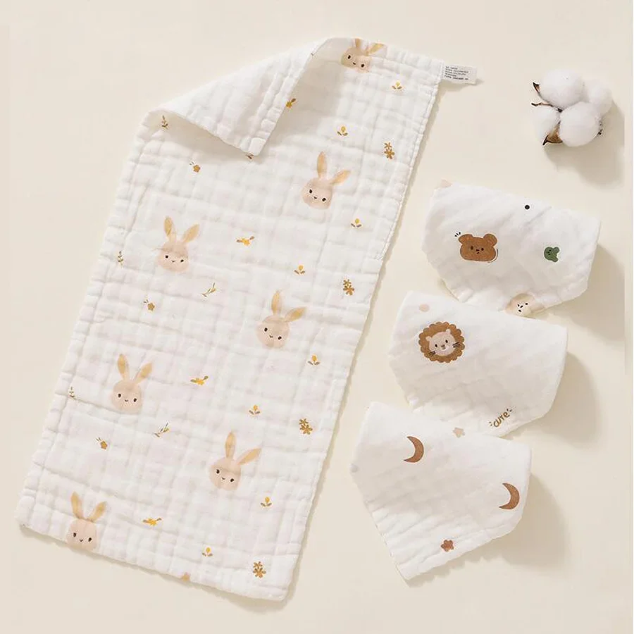 1/5pcs Baby Towel Cotton Muslin Soft Small Square Towels Children Face-Washing Shower Towels Newborn Long Burp Cloth Baby Items