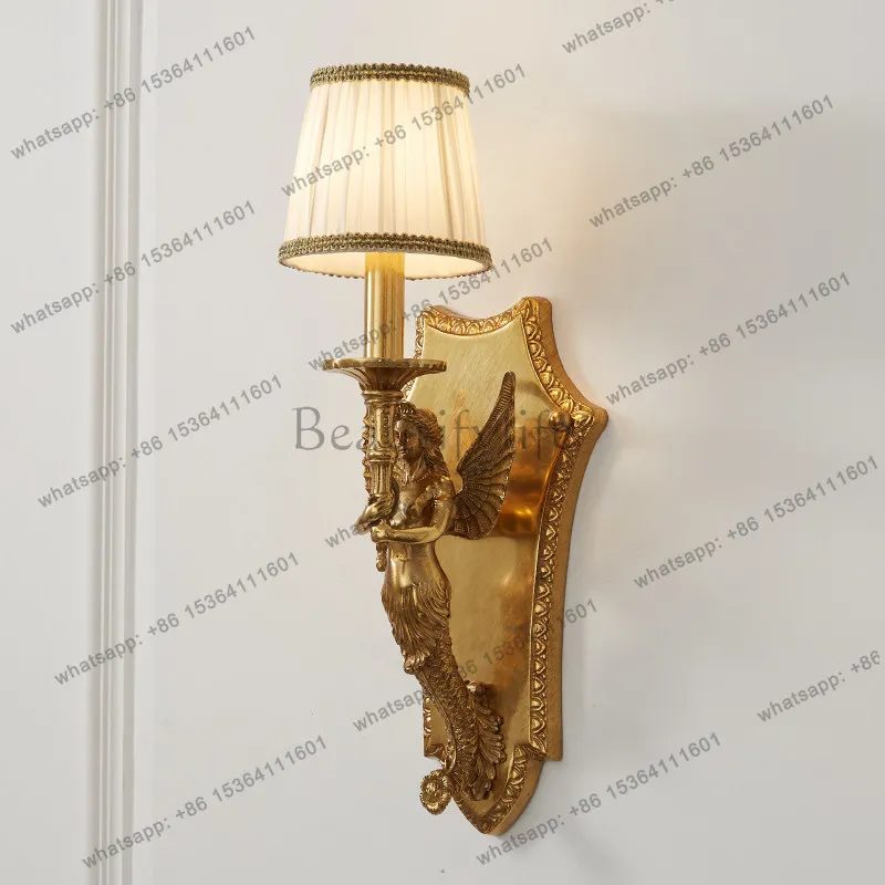 Zj. French vintage full copper wall luminous objects living room dining room bedroom aisle wall decoration