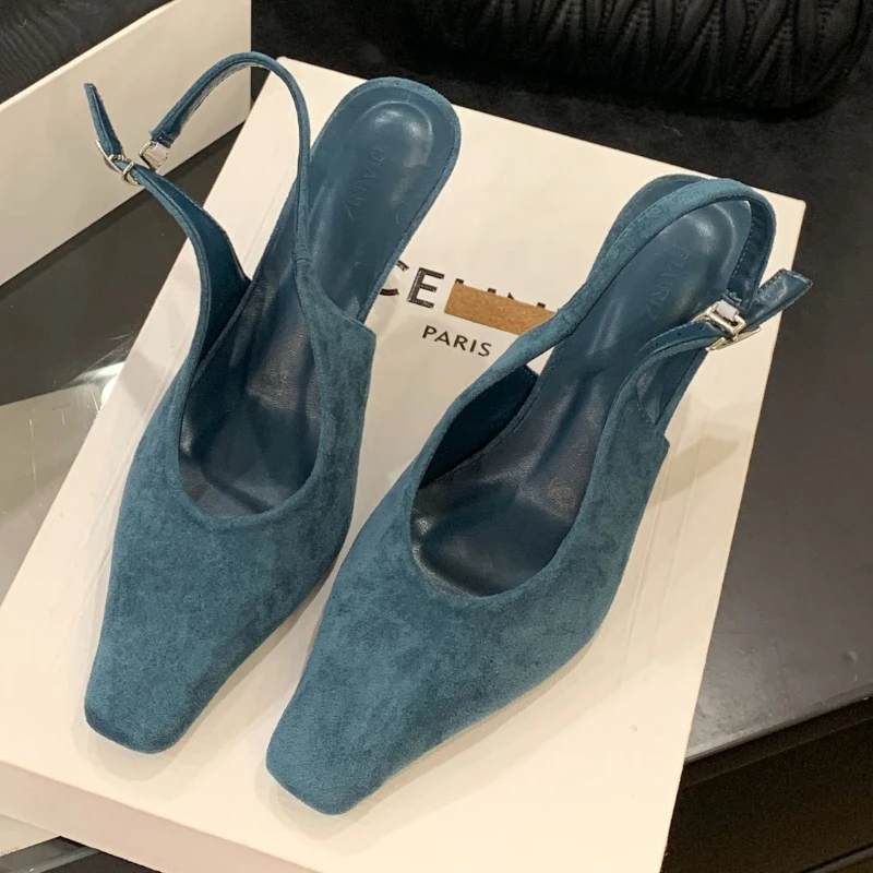 

Sexy Fashion High Heels Ladies Summer New Square Toe Office Shoes Female Shallow Elegant Slingbacks Slingbacks Women Pumps