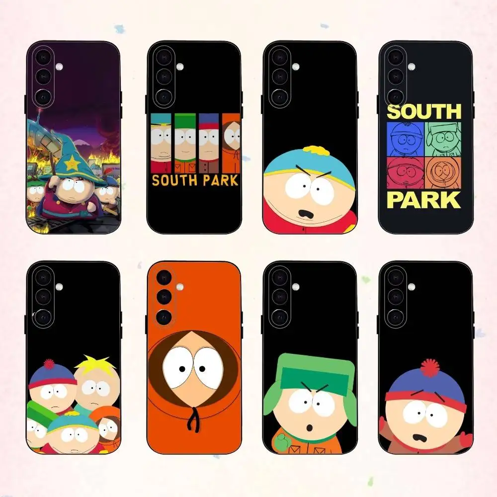 

Cute Cartoon S-South P-Park phone Case For Samsung Galaxy A73,A72,A71,A70,A53,A52,A51,Others Soft Black Shell