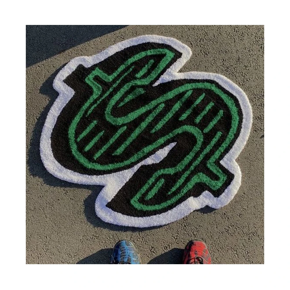 Green Dollar Sign Carpet Patterned Home Decor Modern Custom Carpet Fashion Decor Cool Rug Personalized Gifts