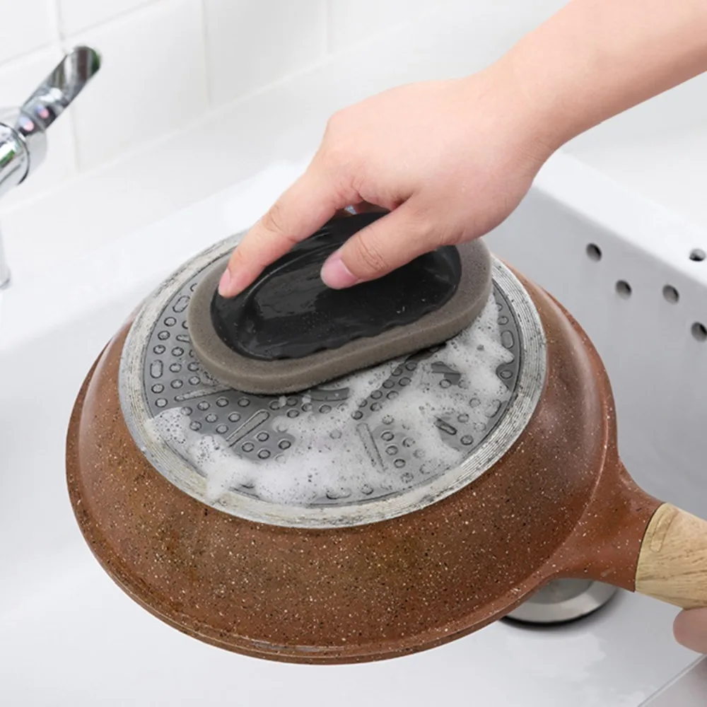 Esponja mágica de esmeril, cepillo, borrador de limpieza, cocina, baño, óxido, herramientas de limpieza descontaminantes fuertes con mango, herramientas para el hogar