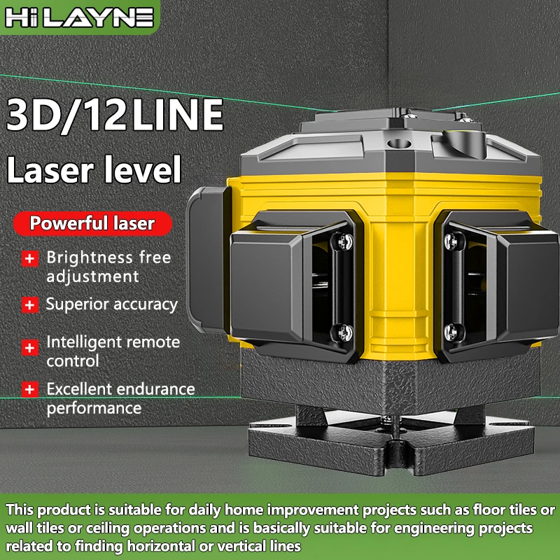 

3D-лазерный уровень, 12 линий, горизонтальный и вертикальный, с дистанционным управлением, 8 линий, 360 ° Самовыравнивающие лазерные уровни
