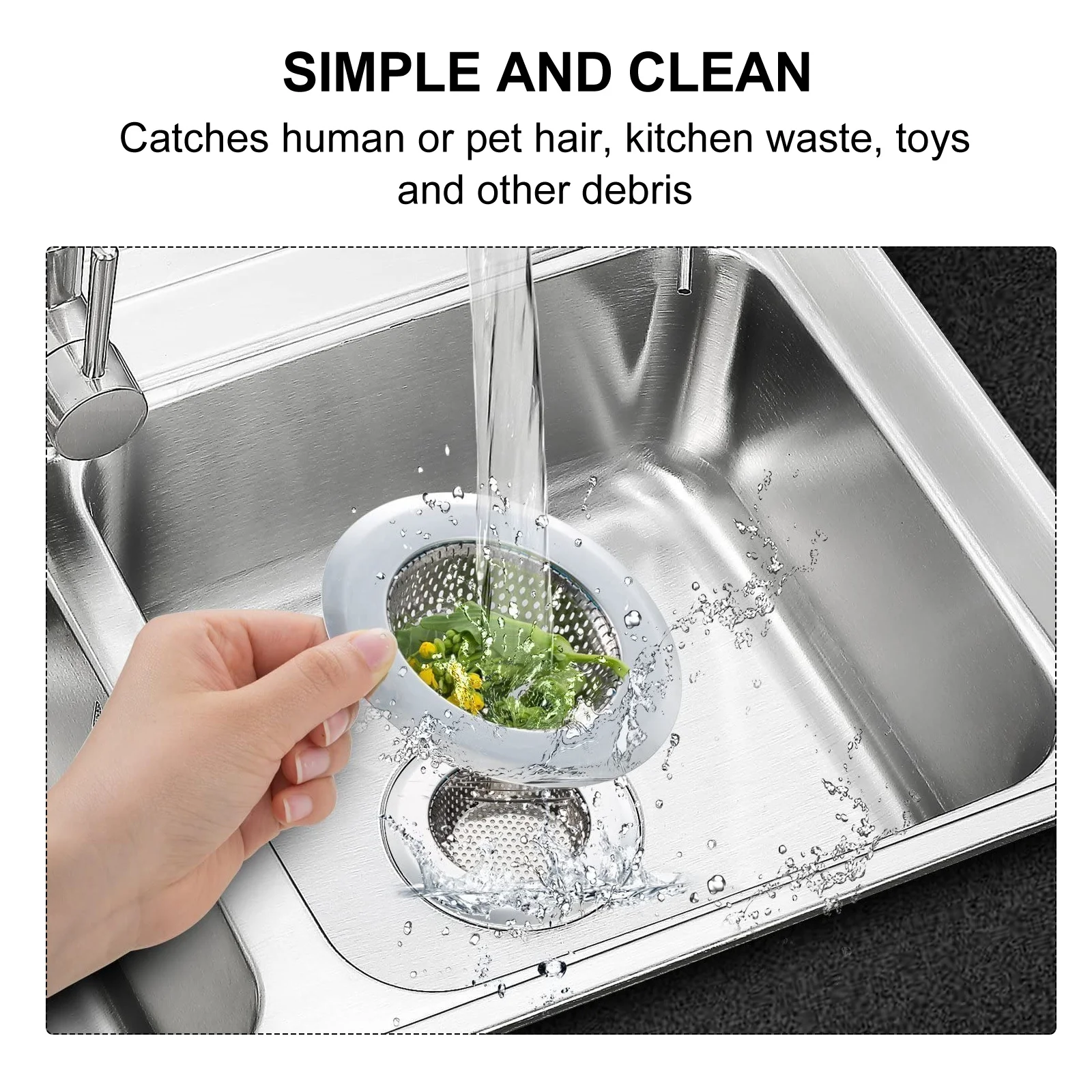 

2Pcs Stainless Steel Drain Protector Shower Drain Cover Hair Catcher Rust Resistant Bathroom Bathtub Kitchen Sink Filter