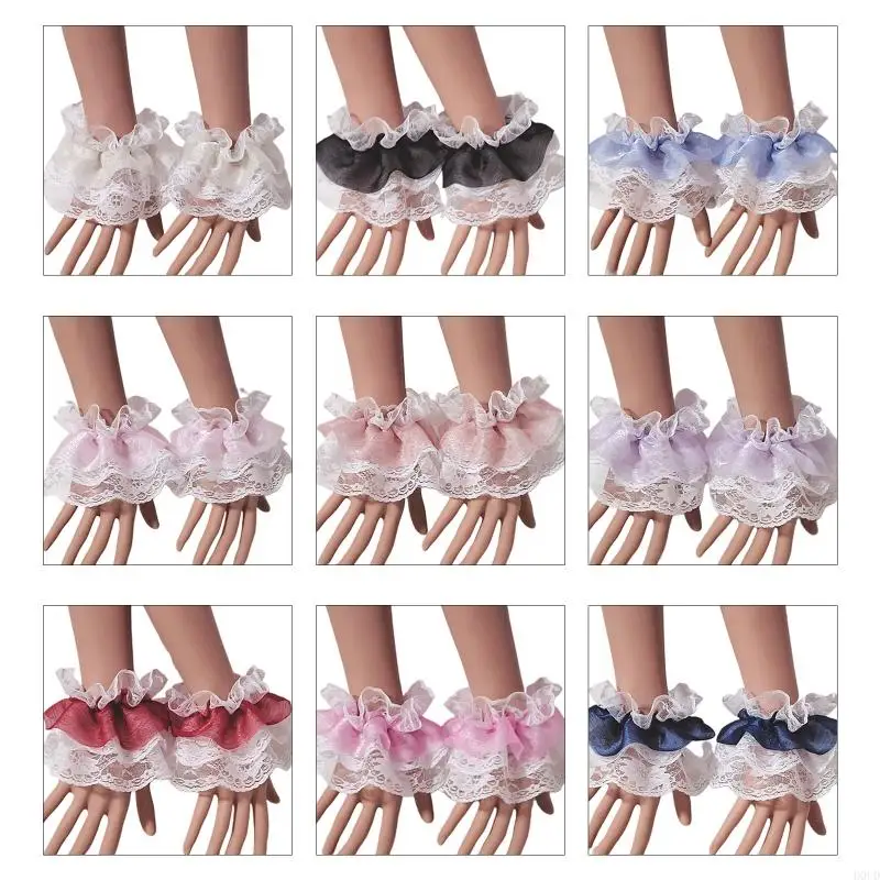 D0UD Fashion Pleated Gloves Women Flared Cuffs All-match Basic Clothes Accessories