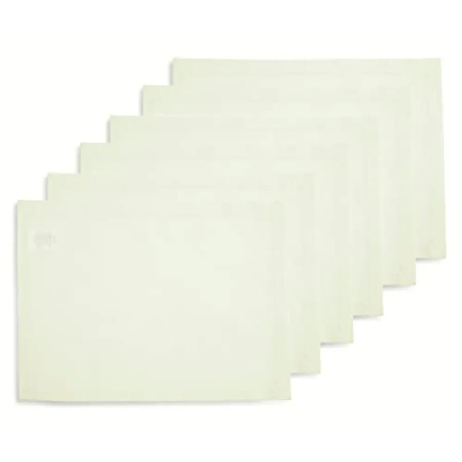 

Ivory Cotton Linen Placemats Set of 6 - Machine Washable 14 x 19 Inch Place Mats for Spring Easter Decor