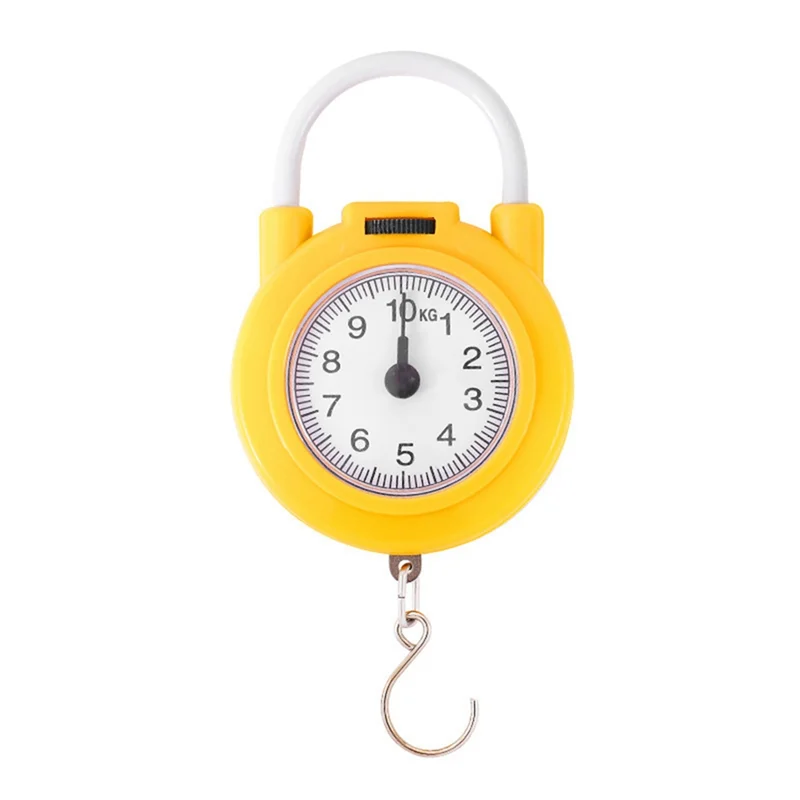 10Kg Portable Mechanical Dial Scale Hanging/Kitchen Scale Hanging Hook Multi-Purpose Scale for with Tape Meas Yellow