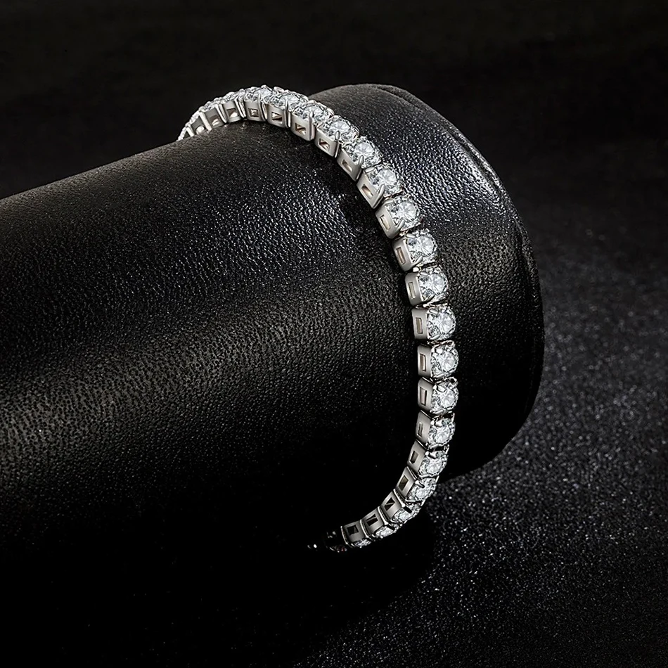 ALIZERO S925 Sterling Silber Armband Zirkonia Tennis Ball Frauen Mode Einfache Verlobung Hochzeit Charme Schmuck 4mm 16-23 cm – Detail 6