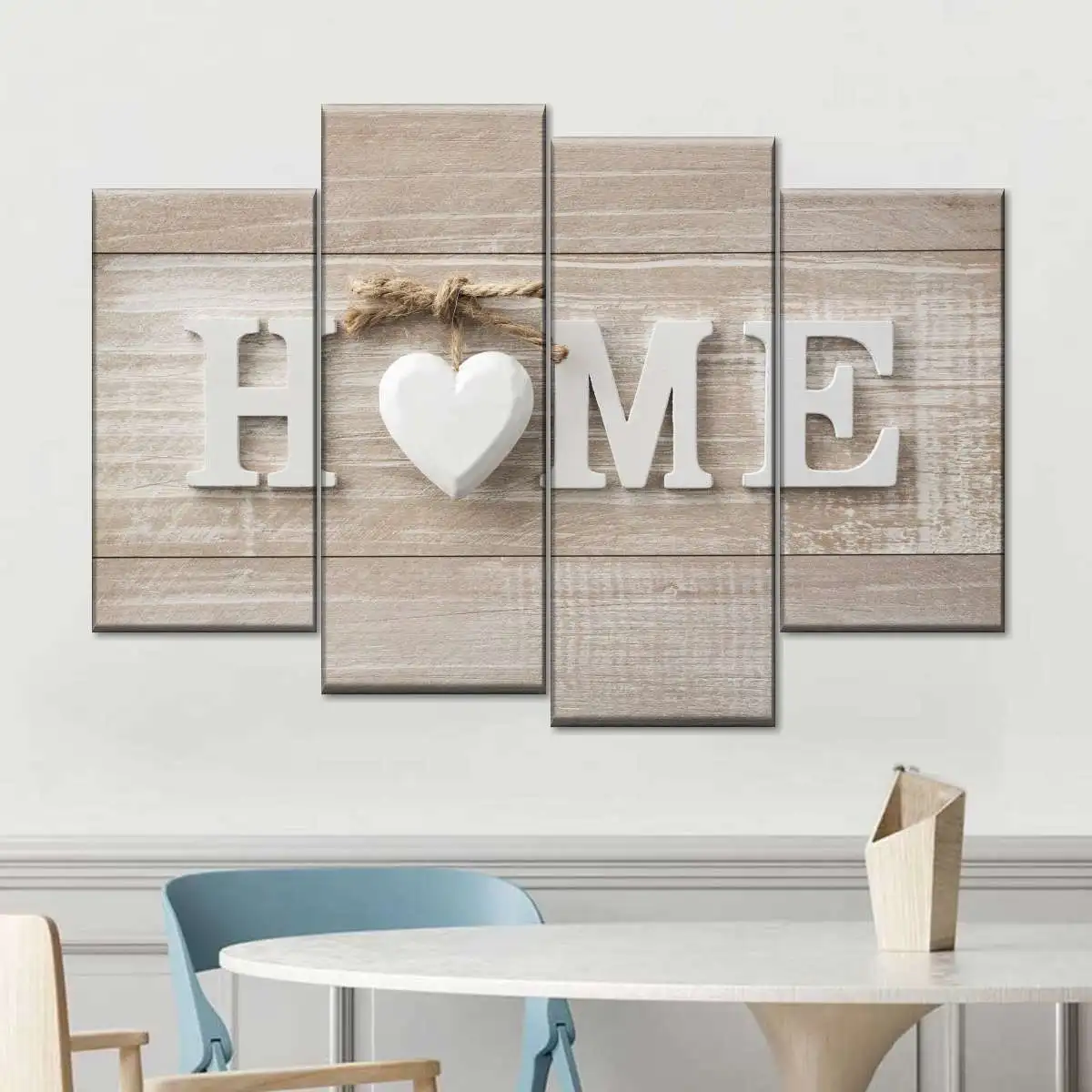 4 Panel Modern Home Sign Wall Art Home Heart HD Pictures Canvas Painting Wall Art for Living Room Door Wall Decoration Cuadros