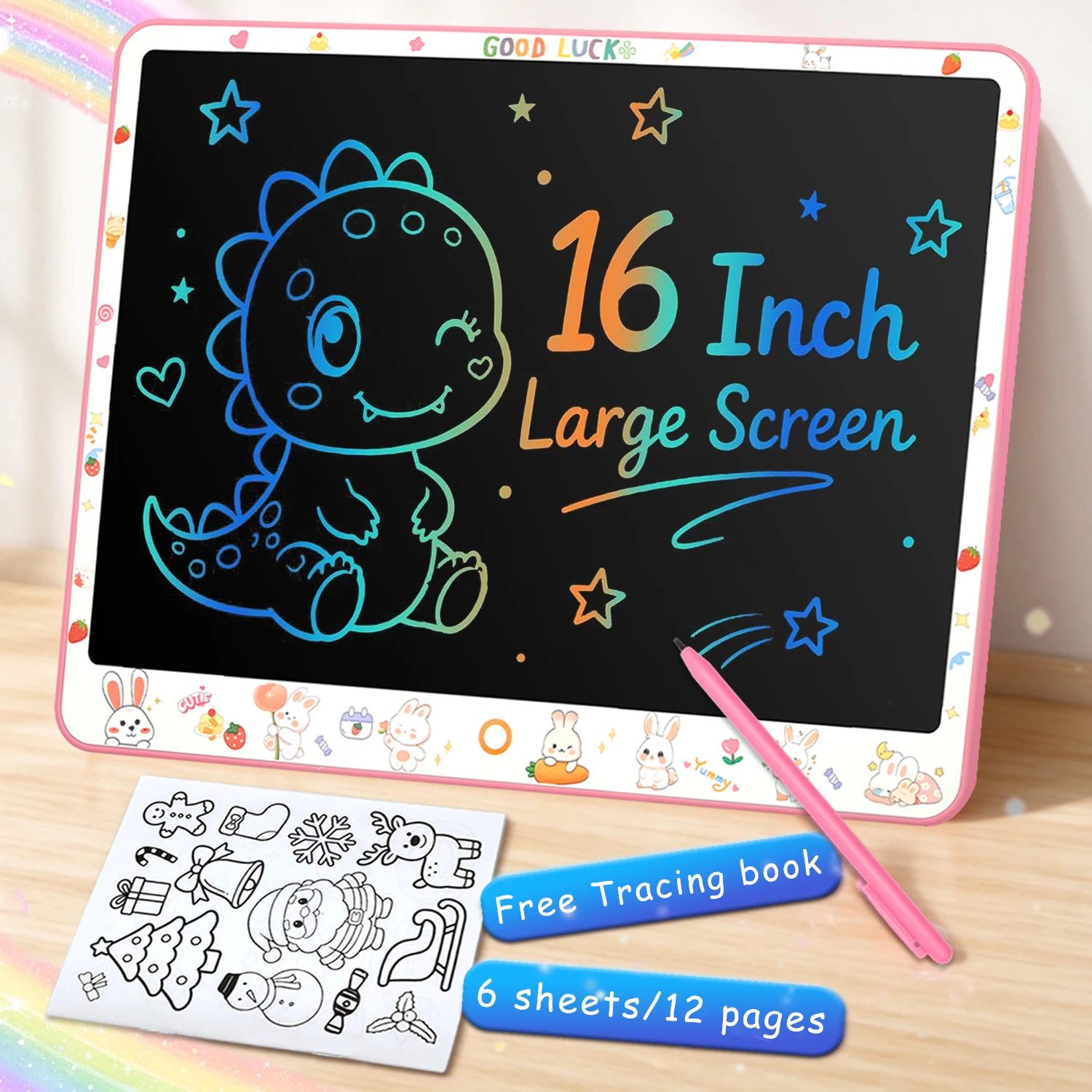 8.5/11/16 Inch Kids Chalkboard LCD Writing Board Drawing Tablet with Tracing Book Painting Educational Toy for Kids Youth Gifts