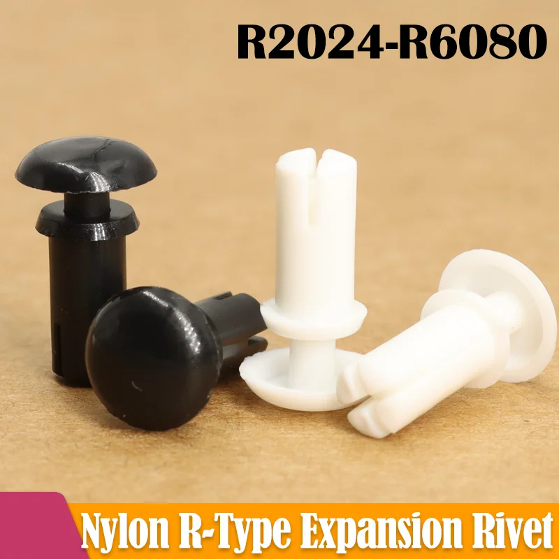 Black White Nylon Plastic R-Type Expansion Rivet Clamp Screw Nut,PC Board Fixing Buckle Heat Resistant 2/2.7/3.1/3.6/4.1/5.1