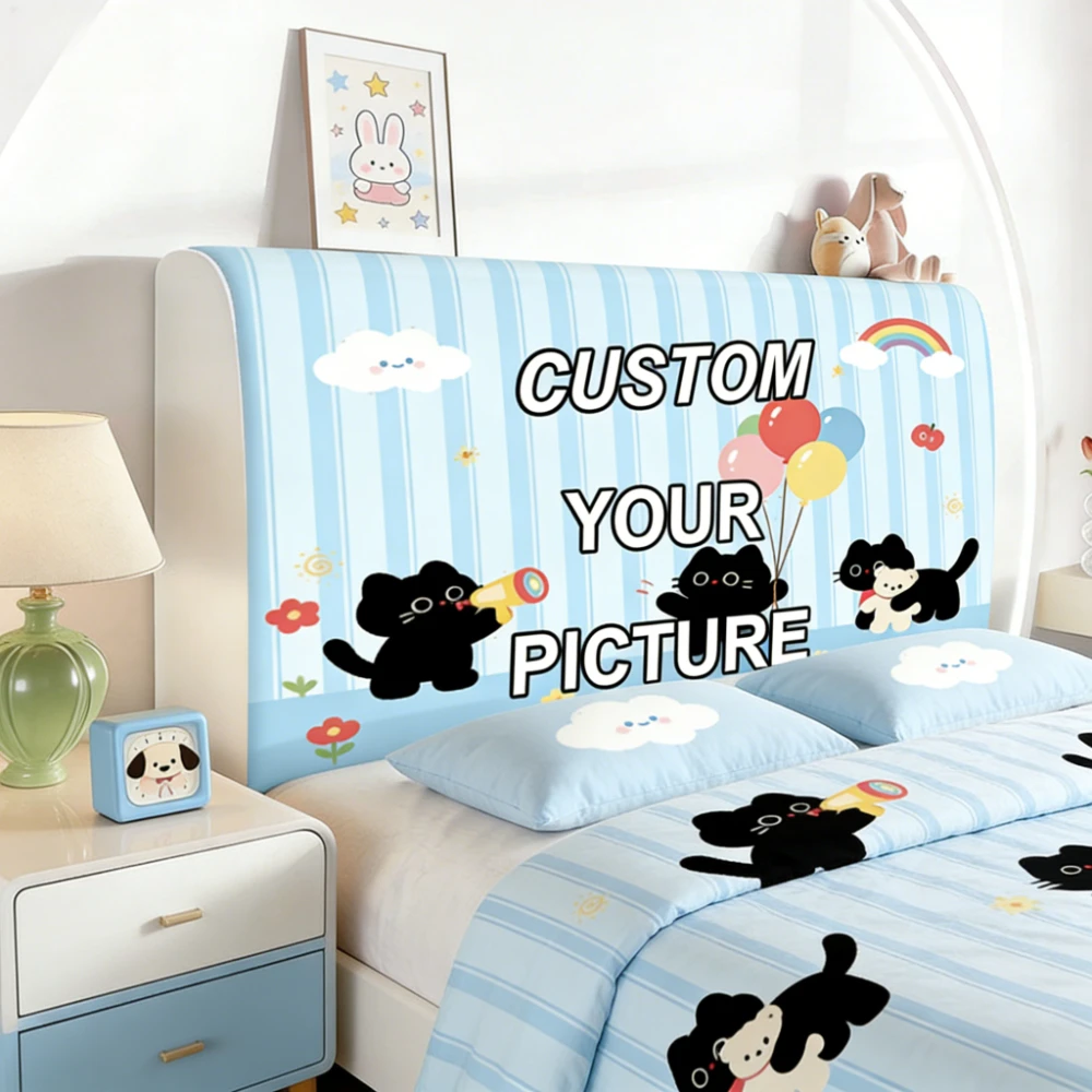 1pc Custom Headboard Panel & Sofa Cover with Your Photo, 4 Sizes Soft Polyester Bed Board Cover, Elegant Bed Frame Protector