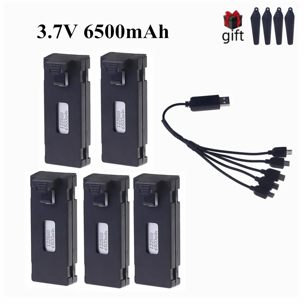 Batería Lipo recargable de 3,7 V y 6500mAh para Dron teledirigido, pieza con cargador para cuadricóptero teledirigido, E88, E88PRO, E99, S2, P1, K3, P10, A13, S98, E525