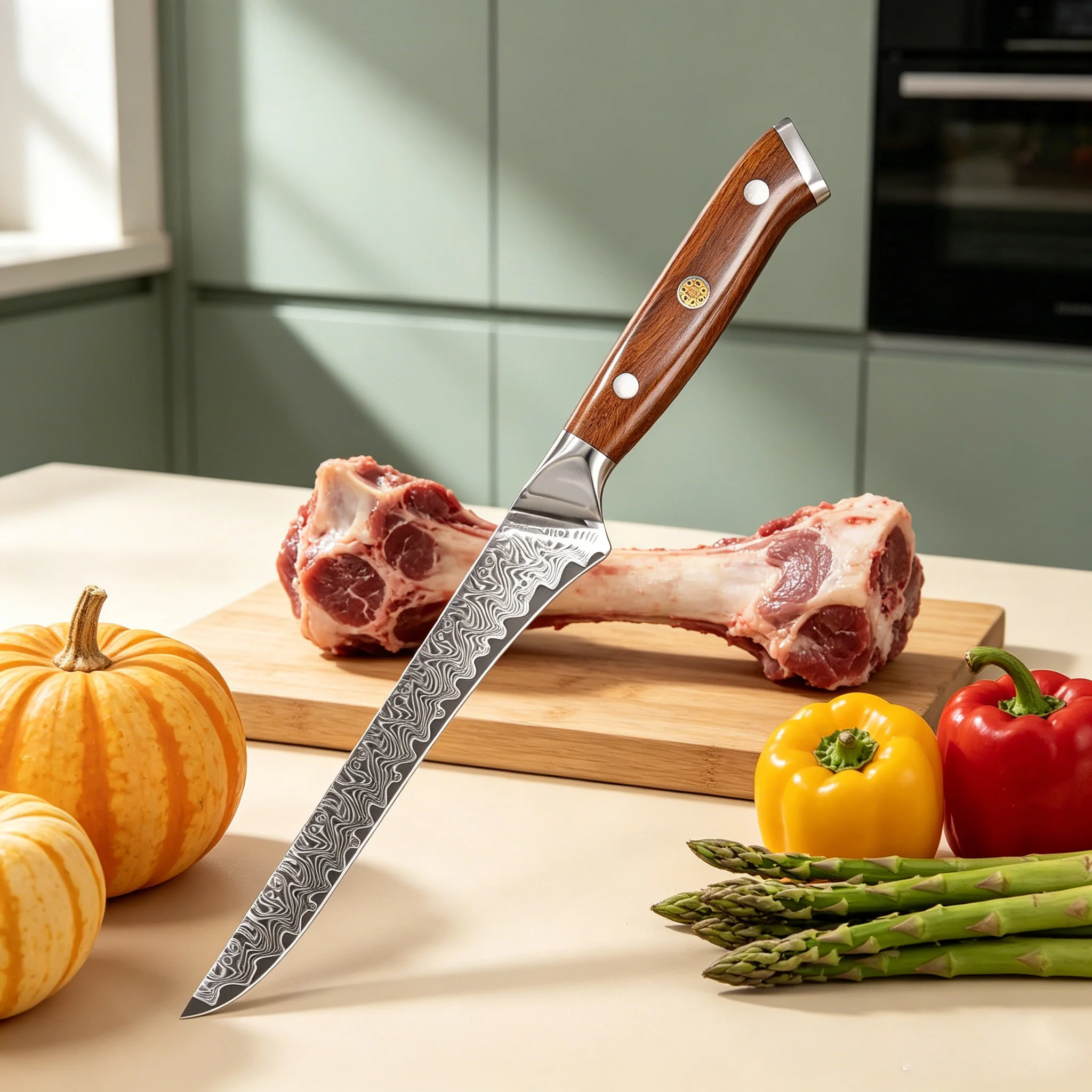 Premium Boning Knife Damascus Steel Knife Kitchen Knives Chef Cooking Tools Vegetables Slicing Fruit Knives Meat Boning Cleaver