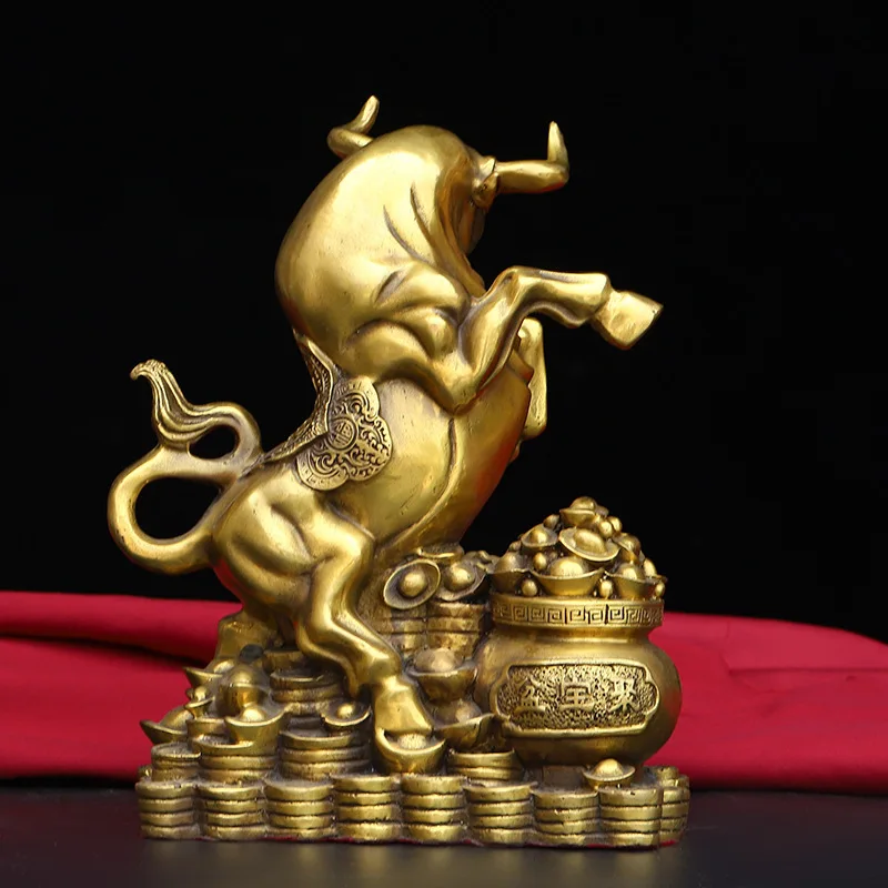 Guyunzhai Brass Cornucopia Cattle Jinqian Cattle Yuanbao Cattle Wangniu Topnew Office Home Decoration