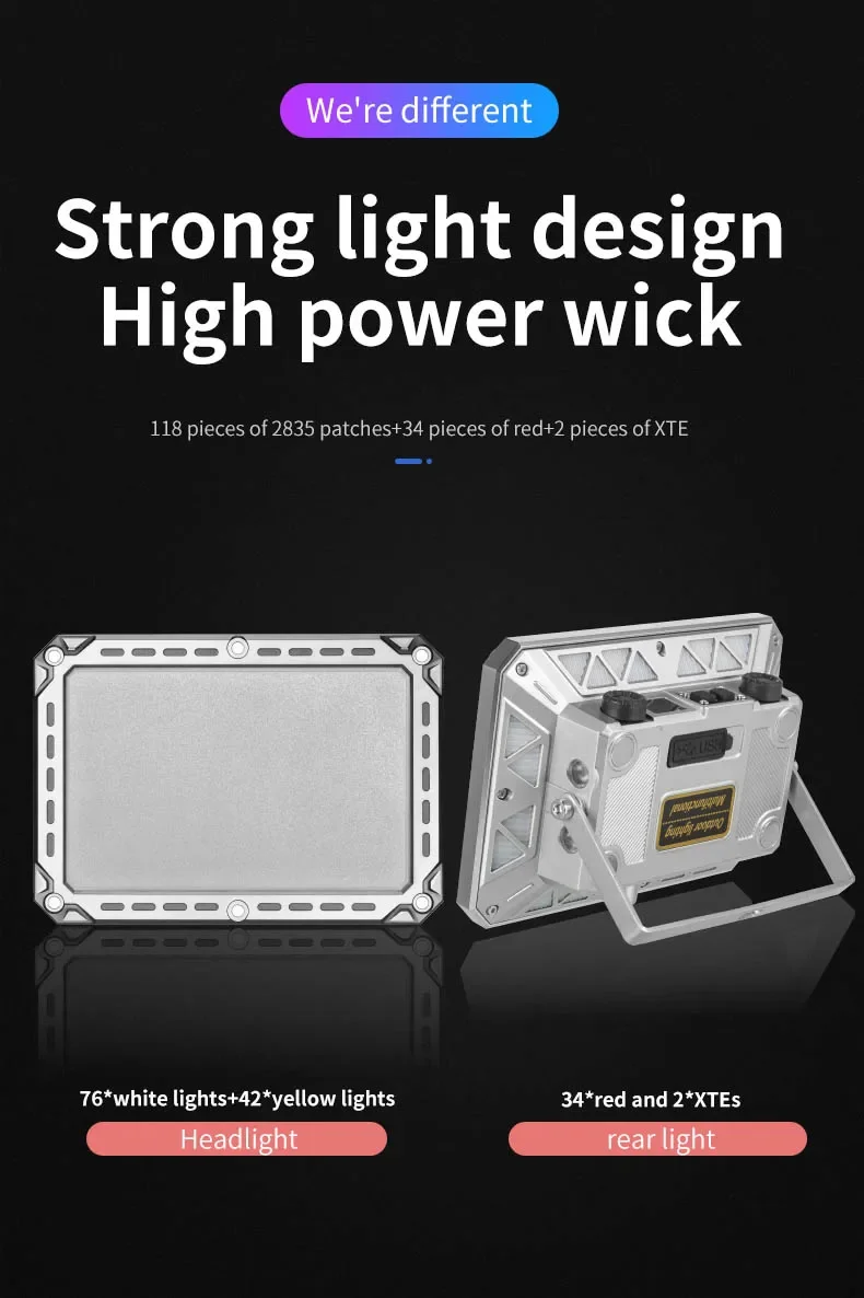 LED Floodlight Rechargeable Emergency Lighting Outdoor Camping Portable Light Waterproof Searchlight