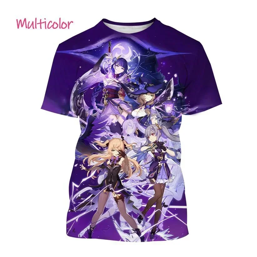 

2025, Genshin Impact 3D Printed Creative T-shirts, Cartoon, Neutral, Cute Short-sleeved Anime and Game Top Tees with Personal