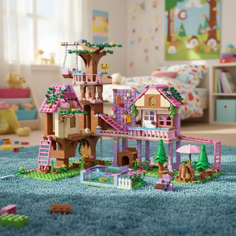 NEW Creative Dream Friendship Tree House Building Blocks Forest View DIY tabletop decorations birthday Halloween Christmas gifts