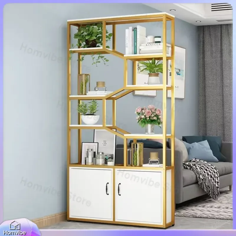 Wrought Iron Room Divider Screen Folding Partition Wall for Living Room Office Decorative Bookshelf Flower Stand Storage Rack
