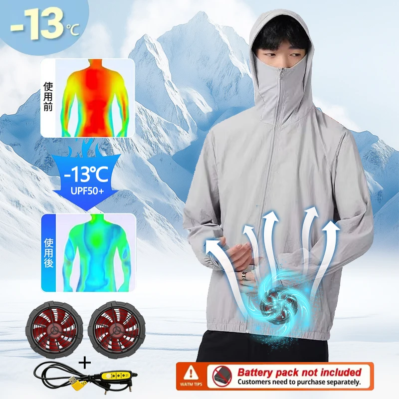 

Summer Couple's Sun Protection Clothing, Cooling, Heat-Resistant, Sweat-Wicking, Breathable Outdoor Fishing Clothing with Fan