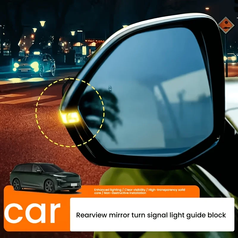 2PCS Car Rearview Mirror Guide Block LED Lamp Turn Signal Light Assisted Driving Side Mirror Indicator Lamp Accessories