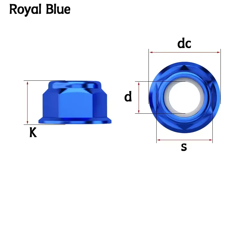 Aluminiumlegierung Flansch-Sicherungsmutter M2M2.5M3M4M5M6M8 Eloxierte Farbige Nylon-Einsatz Selbstsichernde Lockmuttern für RC FPV Racing Drohnen
