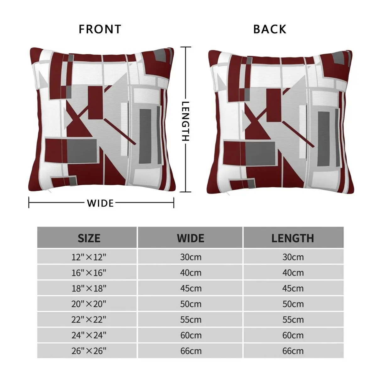 Gray Charcoal Burgundy Labyrinth Square Pillowcase Polyester Linen Velvet Pattern Zip Decor Pillow Case Room Cushion Case