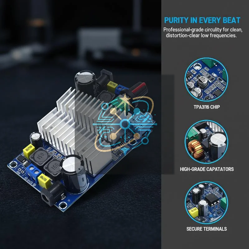 TPA3116 Subwoofer Amplifier Board 100W DC12-24V Lossless Sound Audio Amp Supports Bass Output for Professional Audio DIY Project
