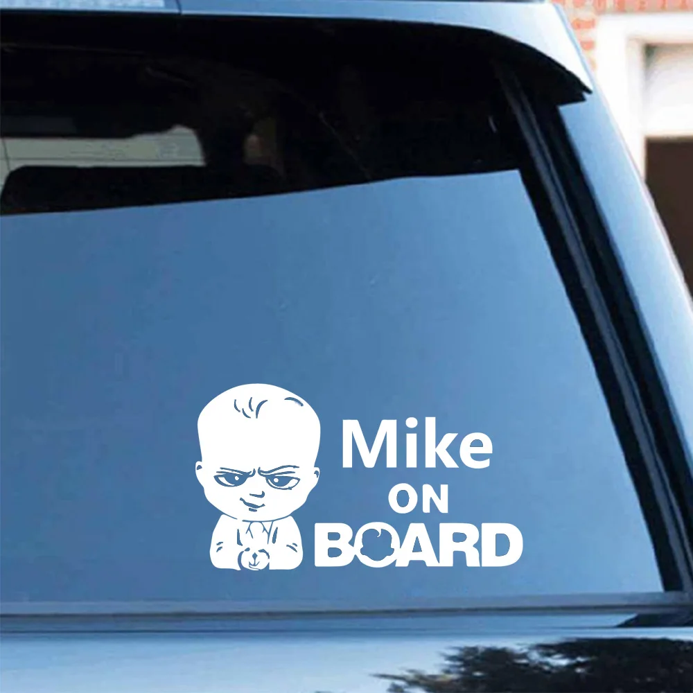 1pc Funny 8 styles baby on board Custom Name Car Stickers Wall Sticker Vinyl Art Home DecorSticker For Cars For Baby's Rooms