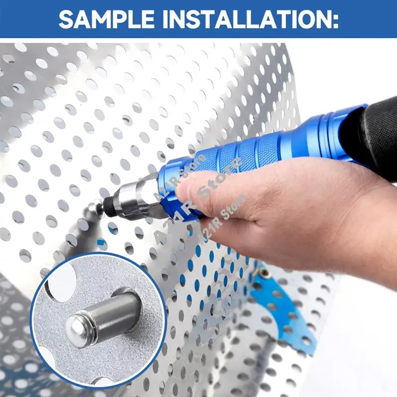 

A21I-Беспроводной электрический пистолет для заклепок и гаек, набор инструментов, синие насадки из алюминиевого сплава 3/32", 1/8", 5/32", 1/4", насадки с шестигранным хвостовиком «сделай сам»