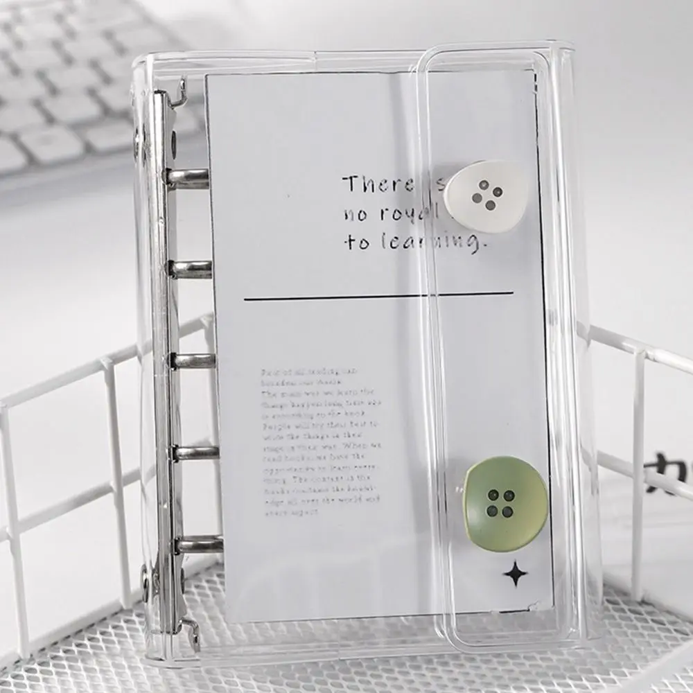 M5 Notebook Cover Double Button Cover Loose Leaf Binder Cover Transparent Inner Pages Hand Account Diary