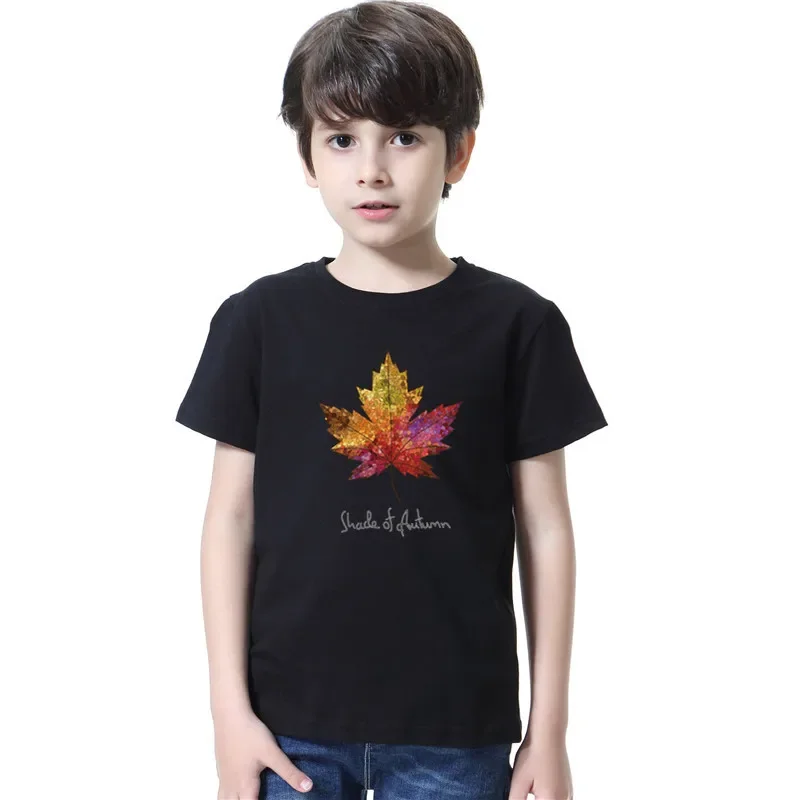 

Maple Leaf Print Kids T Shirt Boy Girl Short Sleeve Harajuku O Neck Loose Tshirt Cotton Tops