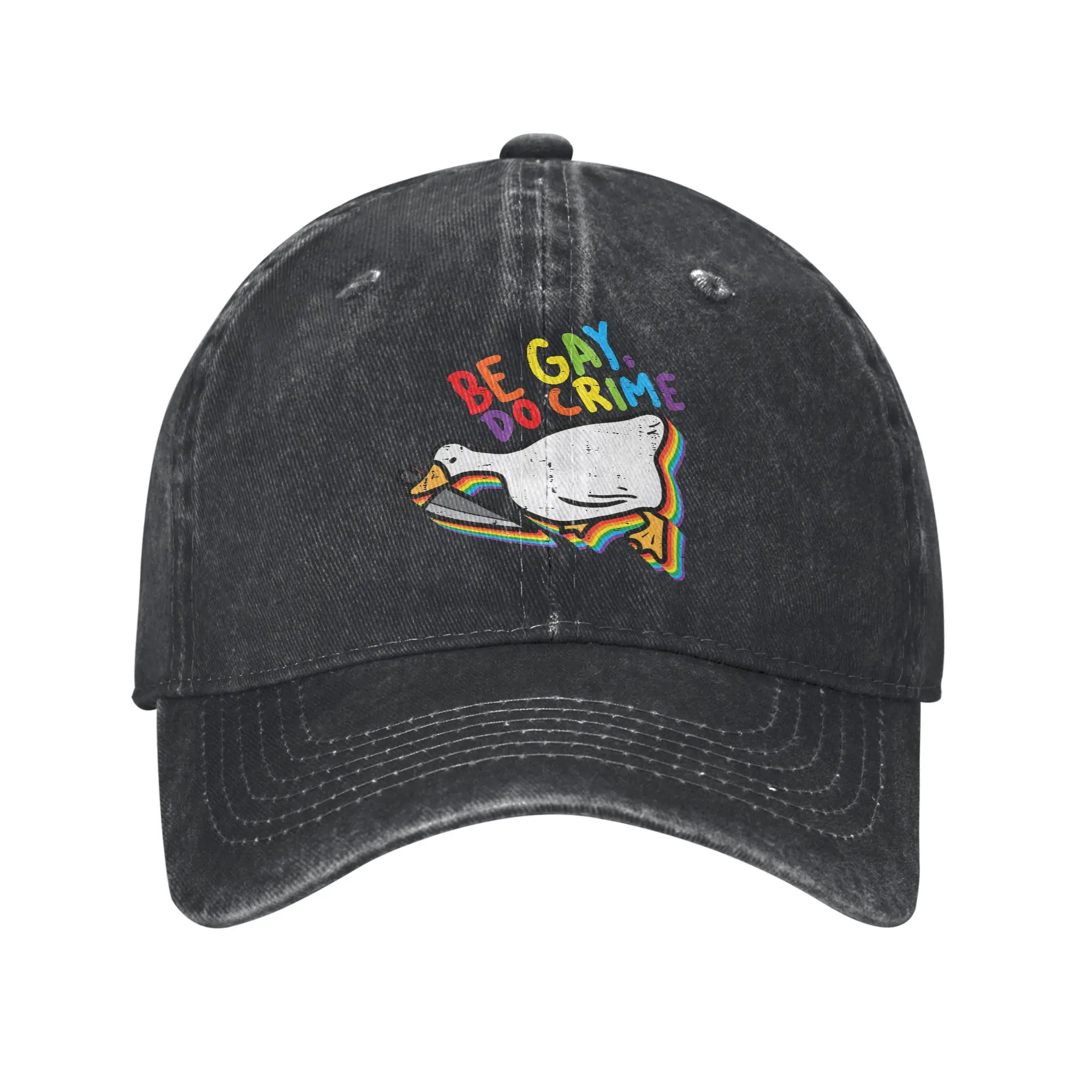 Be Gay Do Crime Goose LGBTQ Men Women Baseball Caps Rainbow LGBT Pride Distressed Denim Cap Vintage Outdoor All Seasons Sun Cap