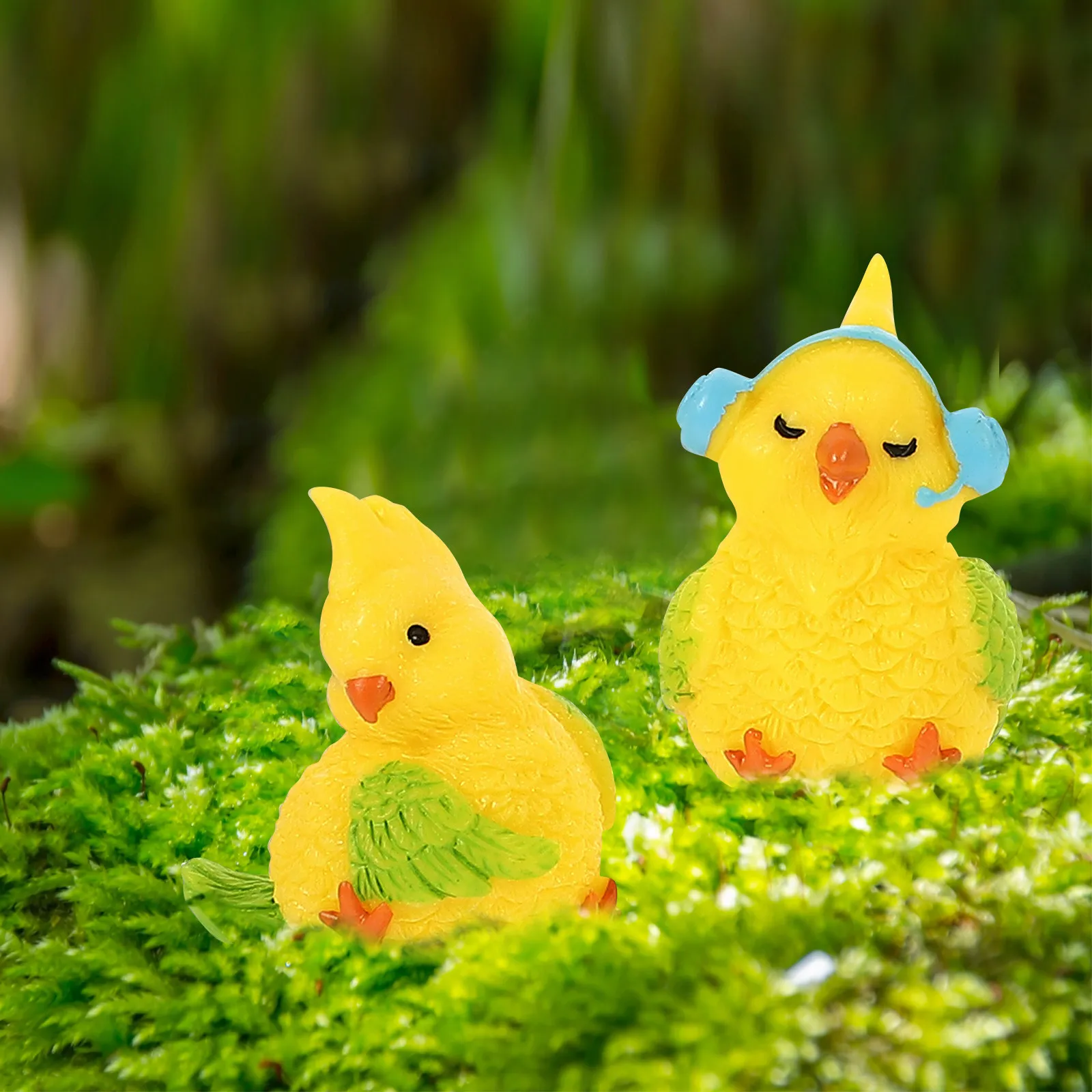 12Pcs Bird Ornament Mini Resin Bright Color Miniature Bird Decoration for Desktop Garden Wedding Birthday Gift Prop