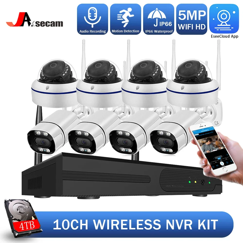 

5MP Wireless Security Camera System 10Ch Wifi NVR Human Detection Audio WIFI IP Camera 8CH NVR Kit Video Surveillance System