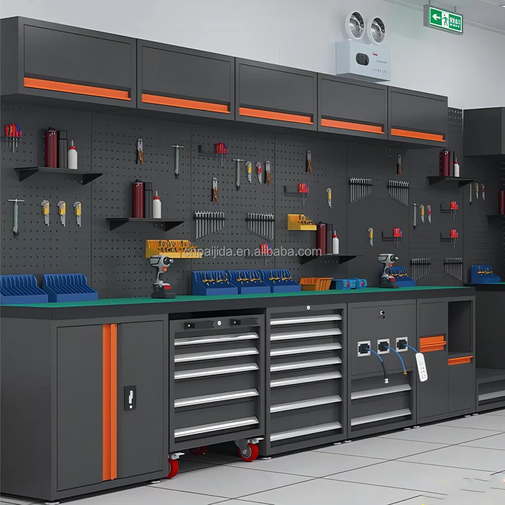 Stainless Table Workbench Customize Workstation Garage Cabinet Tool Storage Wall Cabinet Drawer For Workshop Combination Cabinet